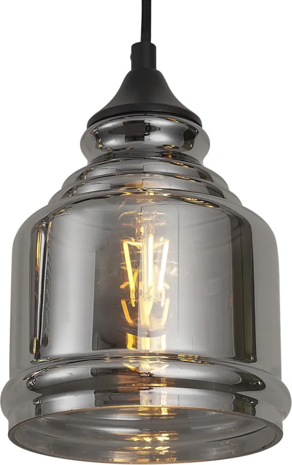 Art Deco závesná lampa čierna s dymovým sklom 8-Lights - Hanne