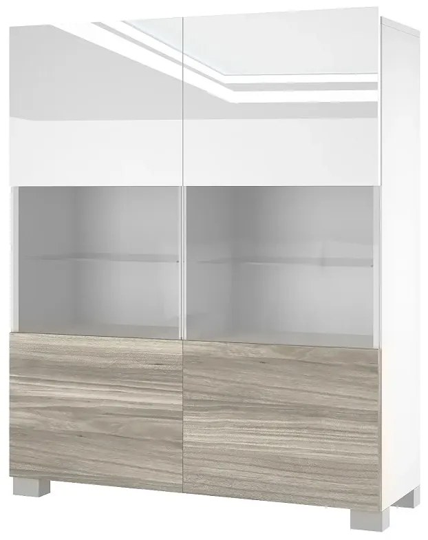 Komoda Belini biely lesk / šedý antracit Glamour Wood Belini 10 IMP KOM1/3/W/WGW1/0/0