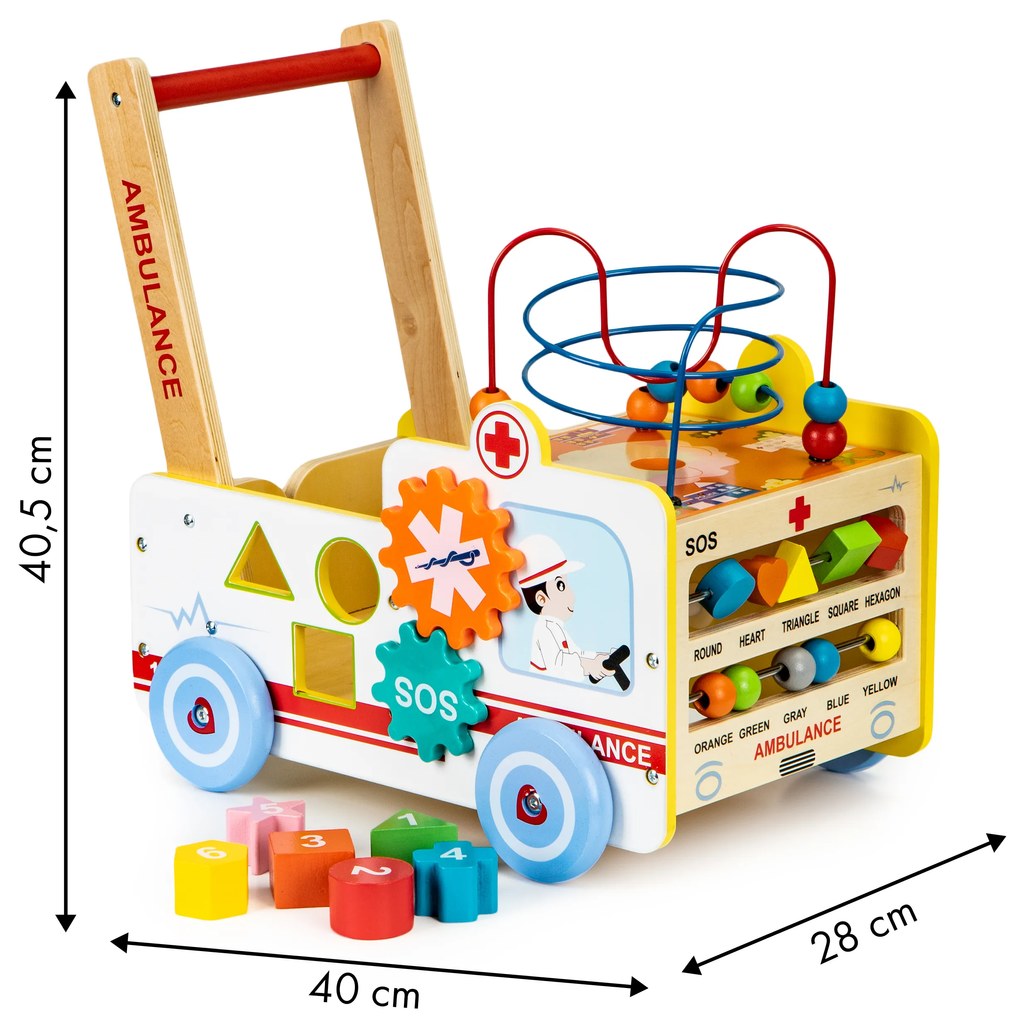 EcoToys Drevené edukačné chodítko 2v1 - ambulancia