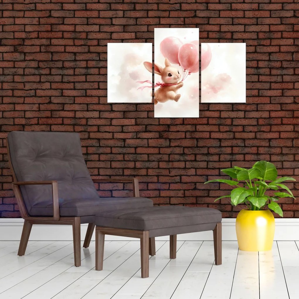 Obraz - Zajačik s balónikmi (90x60 cm)