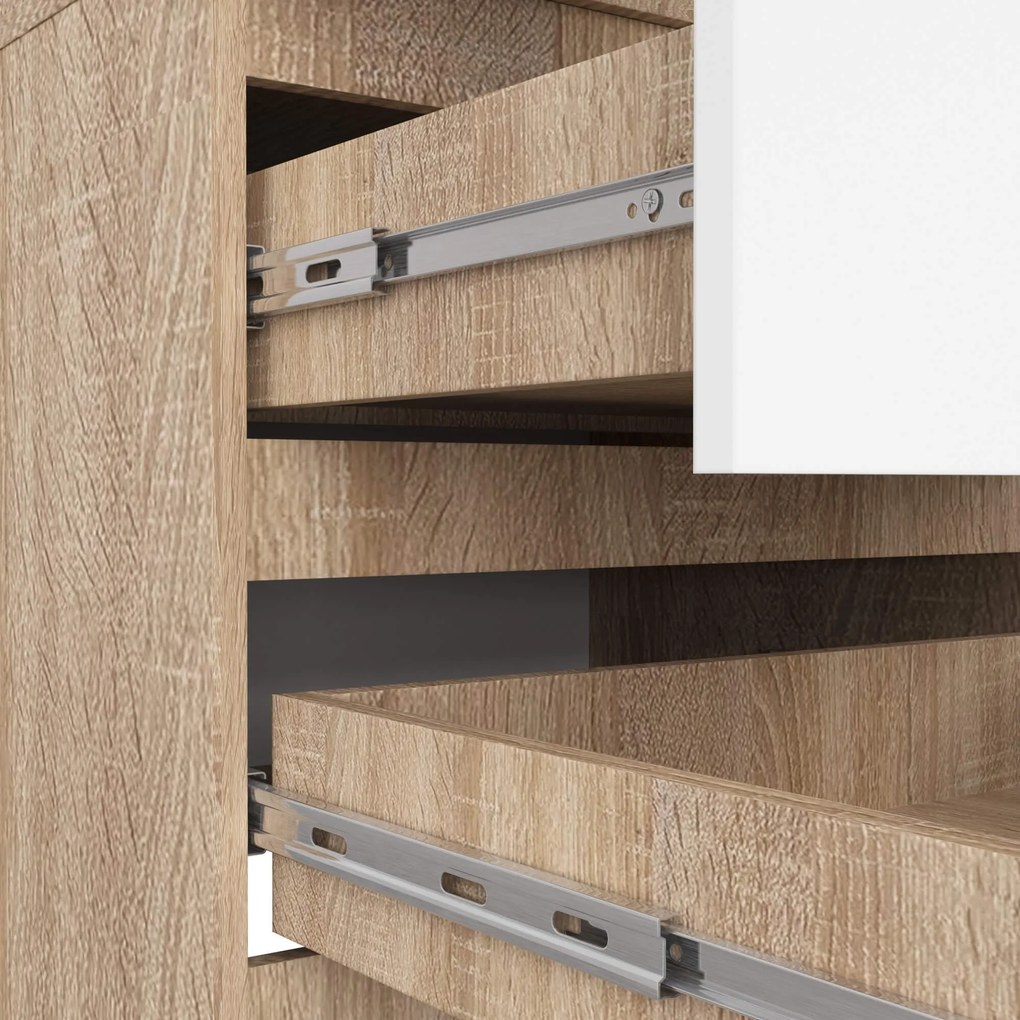 Šatníková skriňa s nástavcom STAR 234 cm biela/dub sonoma