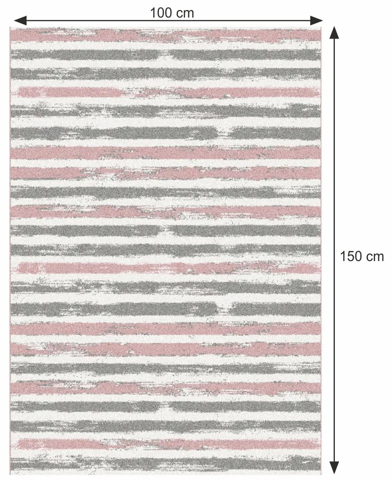 Koberec Karan 100x150 cm - ružová / sivá / biela