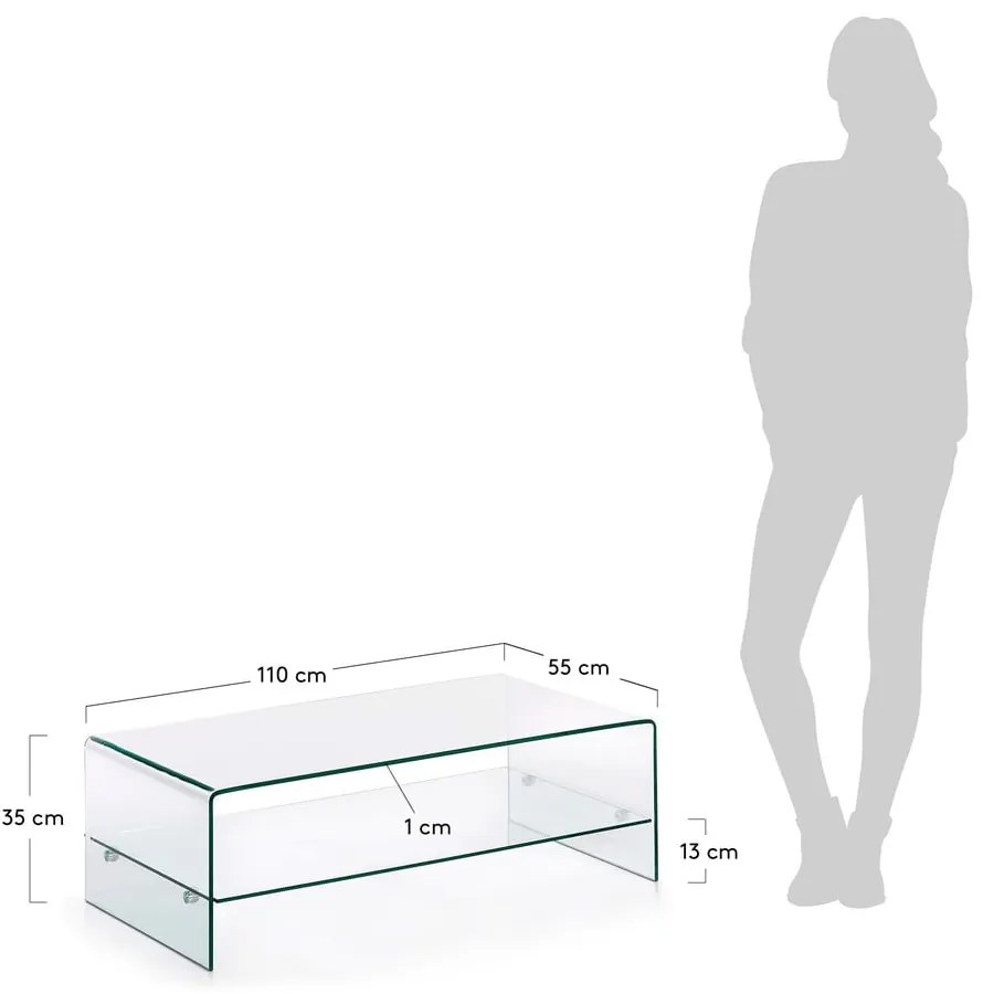 Sklenený konferenčný stolík 55x110 cm Burano – Kave Home