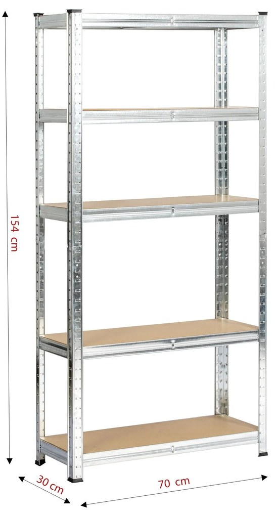 Kovový regál REGMET 70x30x154 cm stříbrný