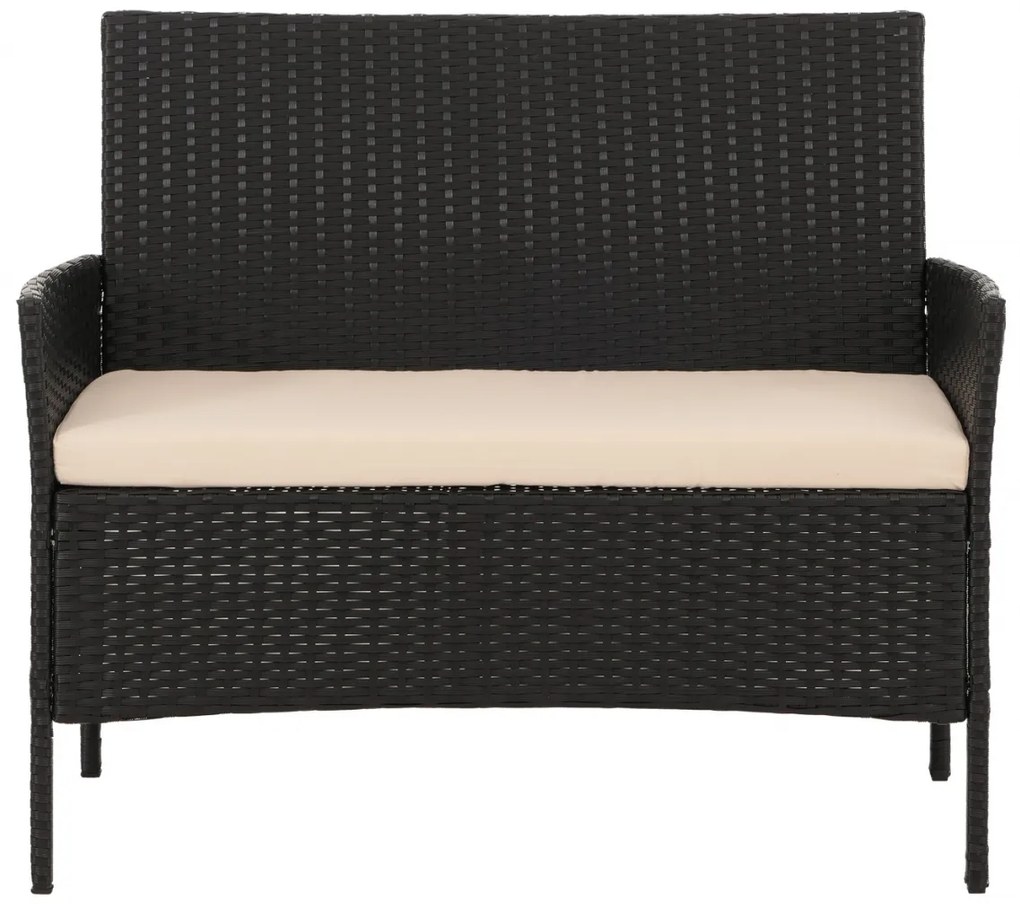 Záhradná súprava 2 kresiel, pohovky a stolíka HWC-N98 - antracit, krémový vankúš