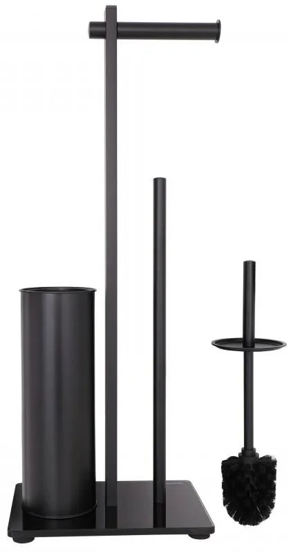 Erga Yami, držiak toaletného papiera s WC kefou a zásobníkom na papier, čierna, ERG-YKA-P.YAMI-FB