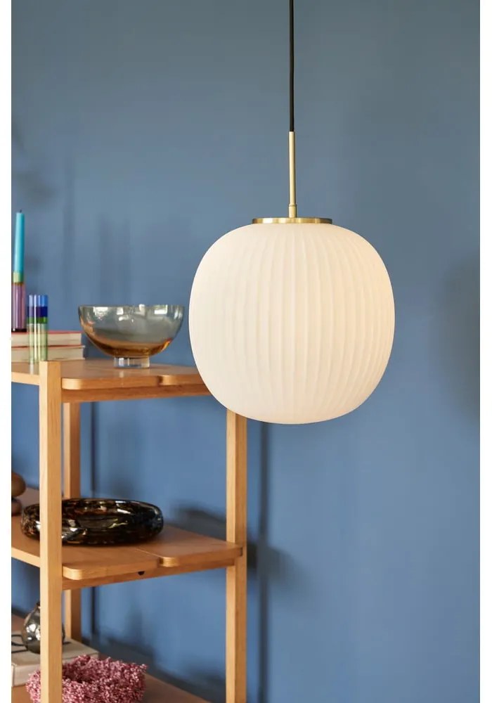 Biele závesné svietidlo so skleneným tienidlom ø 32 cm Serene – Hübsch