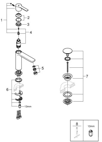GROHE 23106DC1 - Umývadlová batéria LINEARE DN 15 nerez