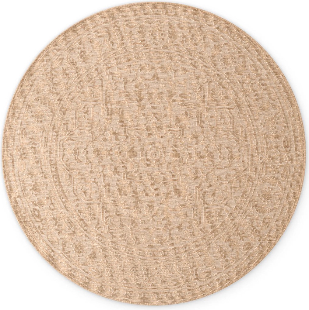 Kusový koberec Duet Kona 106250 Beige/White kruh - na von aj na doma, 160x160 (priemer) kruh, béžová, chodba / predsieň, NORTHRUGS