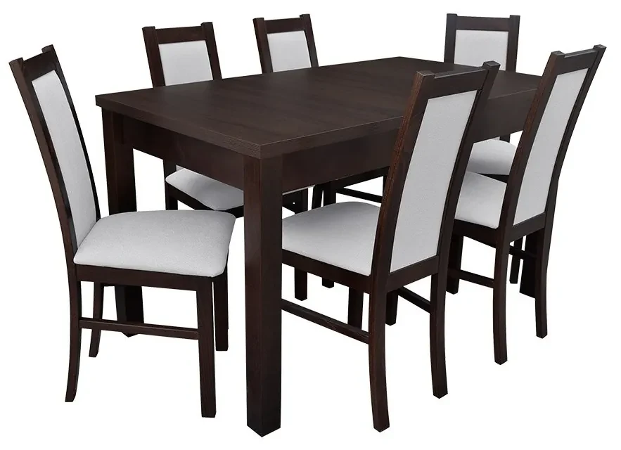 Jedálenský set pre 6 osôb - RK051, Morenie: wenge, Dostupné poťahy: ekokoža Soft 010