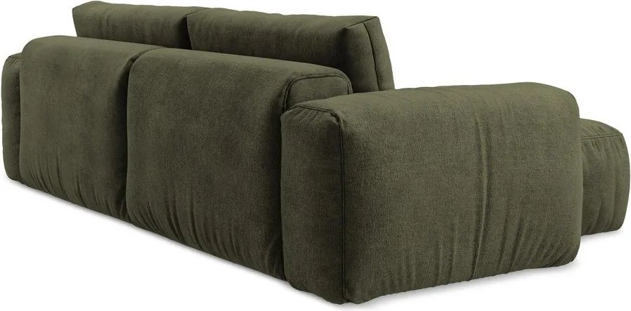 Zelená ženilková rozkladacia rohová pohovka (ľavý roh/s leňoškou) Kuki – Makamii