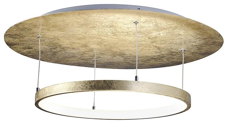 Moderné okrúhle stropné svietidlo zlaté s krúžkom vrátane LED - dosky