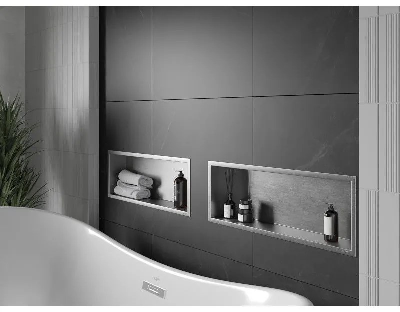 Mexen X-Wall-R, polička na zapustenie na obklad s golierom 60 x 20 cm, oceľová, 1910602010