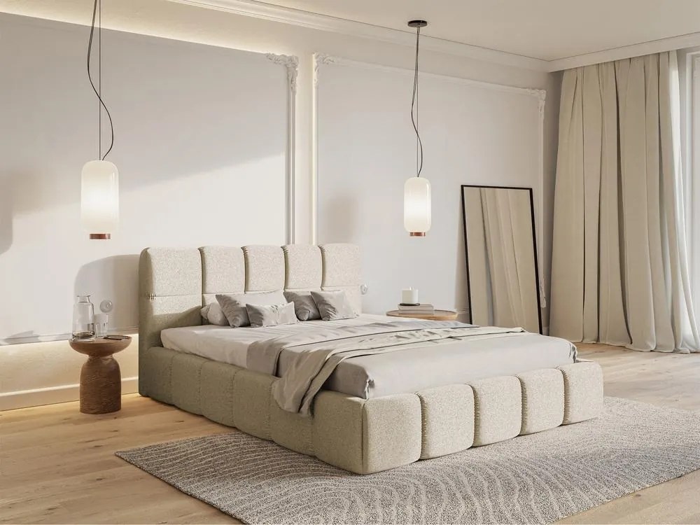 Manželská posteľ 180 cm Cirsten 180B (s roštom) (svetlobéžová). Akcia -20%. Vlastná spoľahlivá doprava až k Vám domov. 1099495