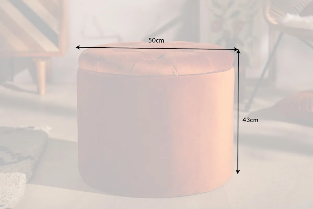 Dizajnová taburetka Rococo 50 cm hrdzavo-hnedá