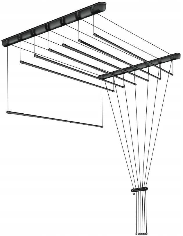 Erga Erga, stropný vešiak na sušenie bielizne 7x90 cm, čierna, ERG-SEP-10SUSSU7PCZ90