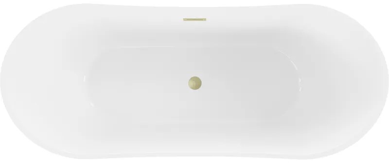 Mexen Celia, voľne stojaca vaňa 170 x 75 cm, biela-čierna, zlatý matný prepad, 52331707575-55