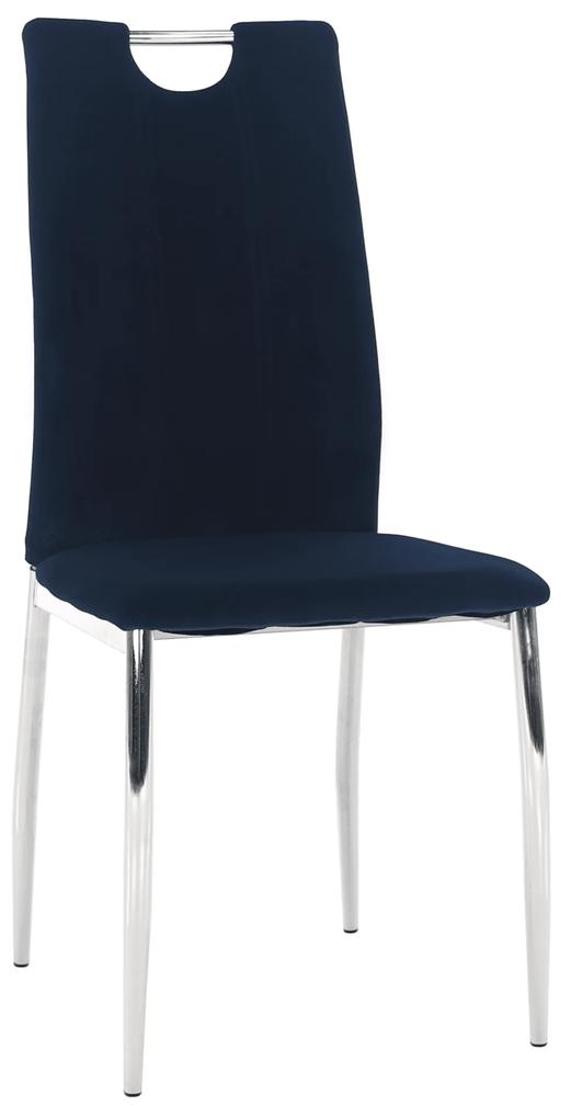 Kondela Jedálenská stolička, modrá Velvet látka/chróm, OLIVA NEW 70794