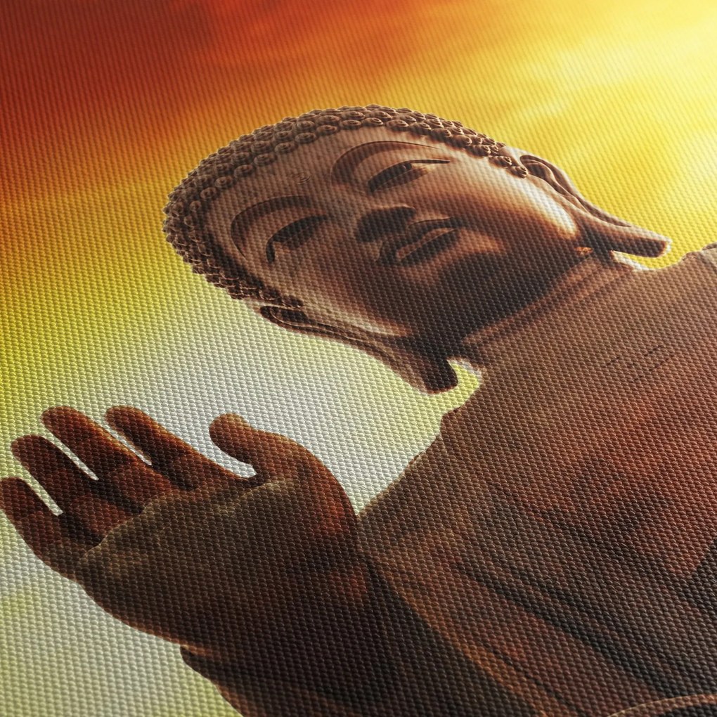 Obraz - Budha s červenožltým pozadím (90x60 cm)