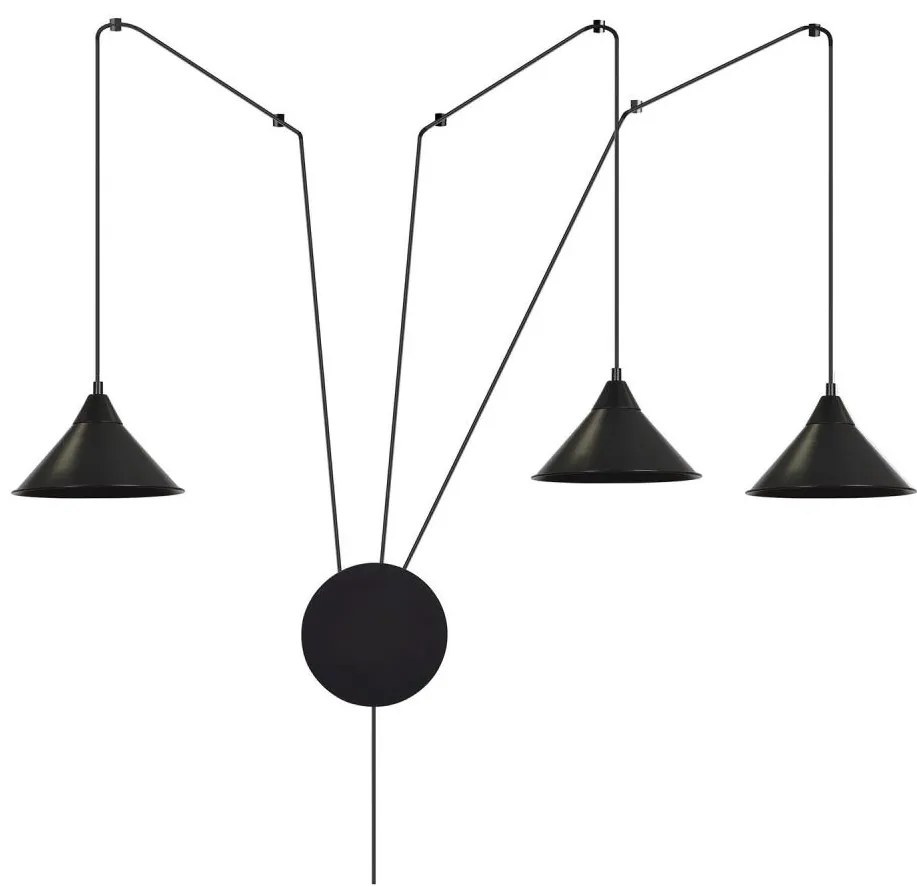 Luster na lanku ABRAMO 3xE27/15W/230V čierna