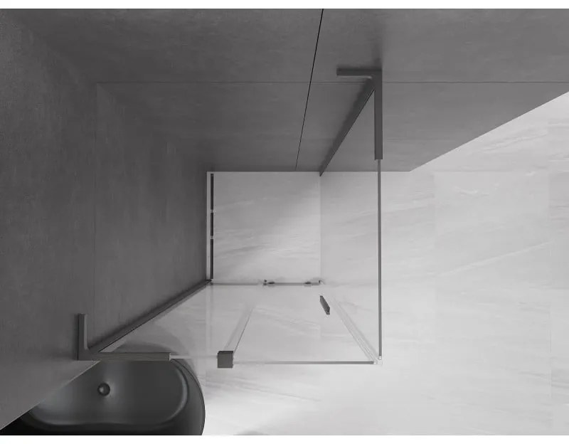 Mexen Velar L, sprchový kút s posuvnými dverami 90 x 90 cm, 8mm číre sklo, grafit brúsený, 871-090-090-03-66
