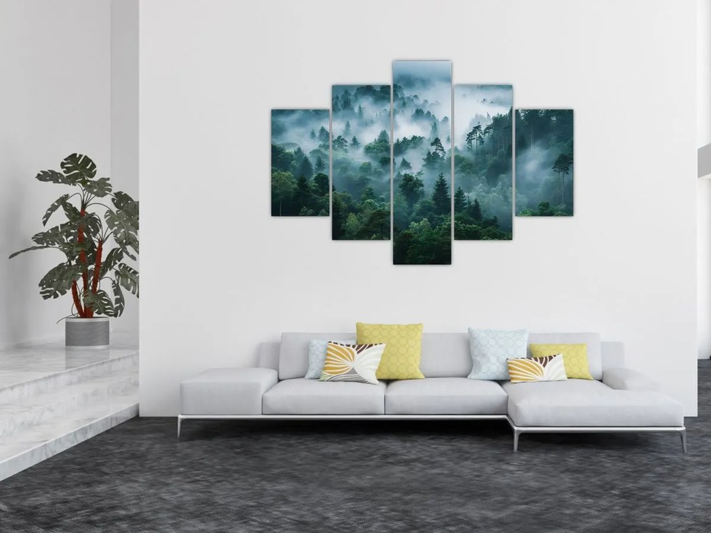 Obraz - Les v hmle (150x105 cm)