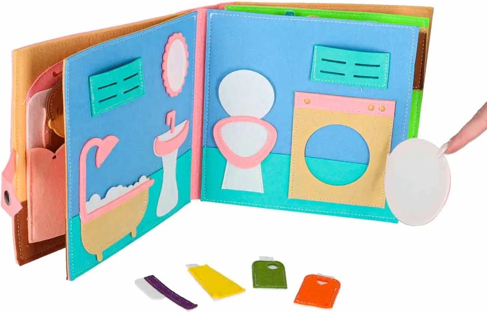KIK Senzorická edukačná 3D manipulačná knižka Dom z filcu