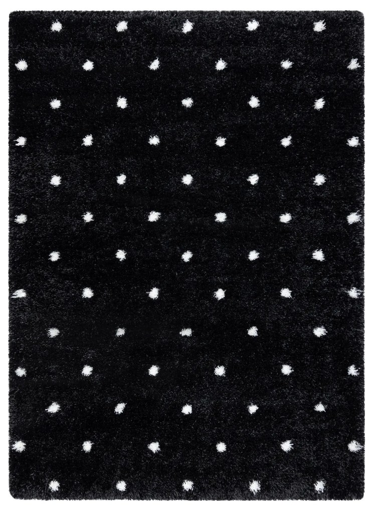 Koberec FLUFFY 2370 shaggy bodky antracit / biely