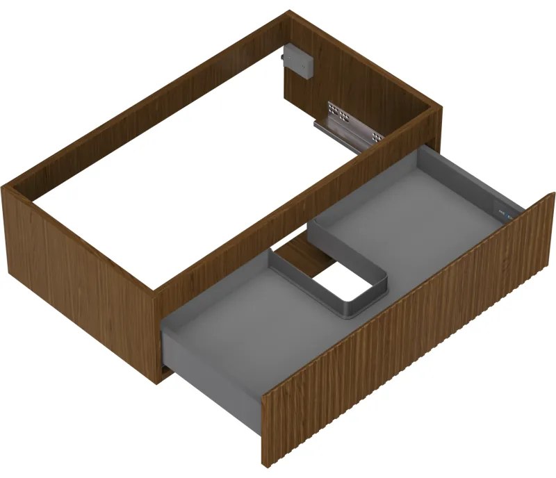 Mexen Rivel, kúpeľňová skrinka 80 cm, 1 zásuvka, drážkovaná, orech, 91A20-08023-1-BF86