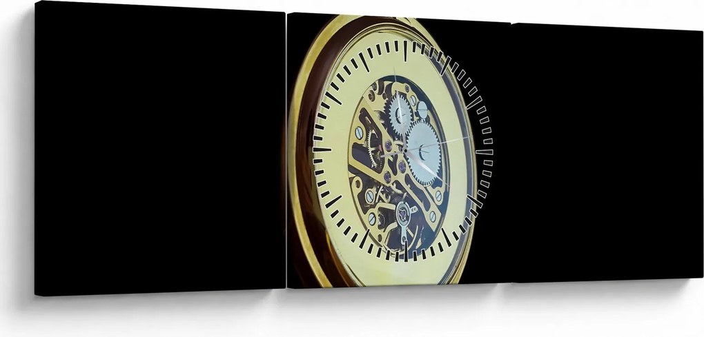 Obraz zlatých vreckových hodiniek (s hodinami) (90x30 cm)
