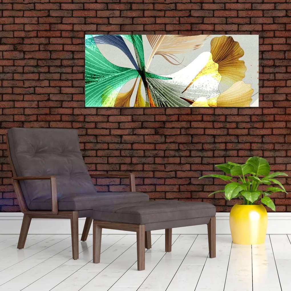 Obraz - Listy s pierkom (120x50 cm)