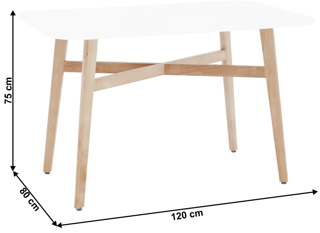 Kondela Jedálenský stôl, biela/prírodná, 120x80 cm, CYRUS 2 NEW