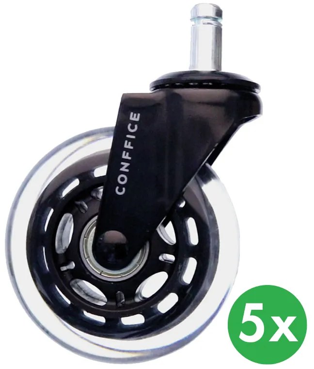 Profesionálne záťažové kolieska pre kancelárske stoličky CONFFICE, súprava 5 ks