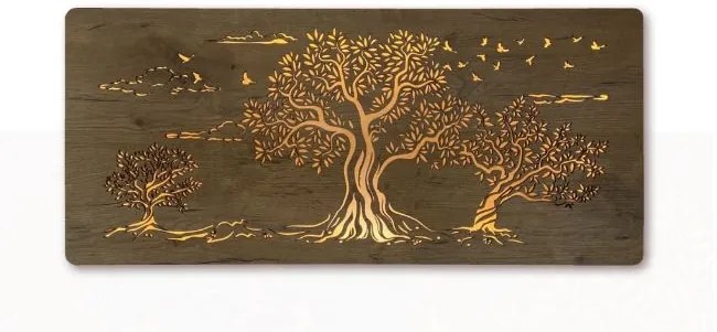 Podsvietený obraz Tri stromy na batériu