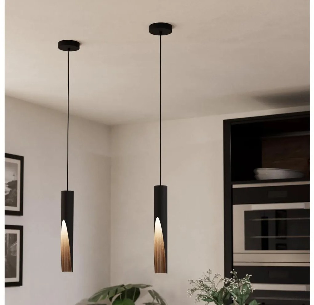 Eglo 901732 - LED Luster na lanku BARBOTTO 1xGU10/4,5W/230V 3000K čierna/hnedá