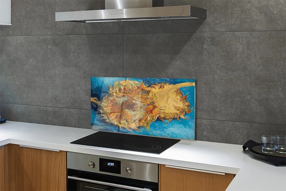 Sklenený obklad do kuchyne Umenie kvety slnečnica 125x50 cm