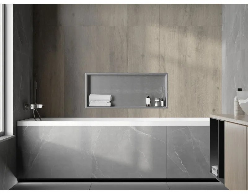 Mexen X-Wall-R, polička na zapustenie na obklad s golierom 75 x 30 cm, oceľová, 1910753010