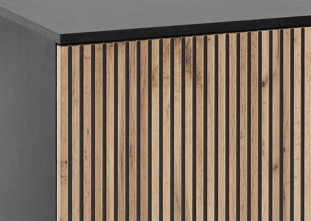 Komoda Sento s LED osvětlením 154 cm dub wotan/černá II