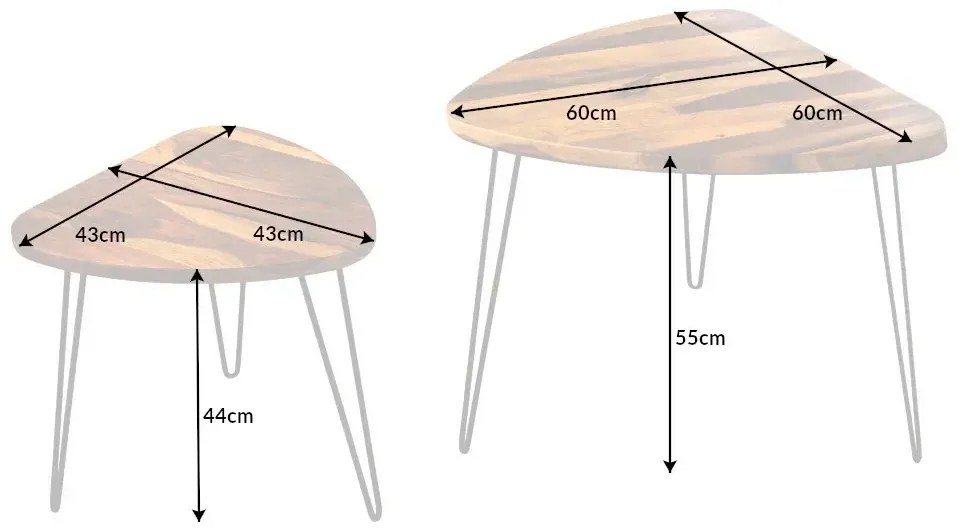 Invicta Interior - Masívna sada príručných stolíkov IPANEMA 60 cm, sheesham, prírodná