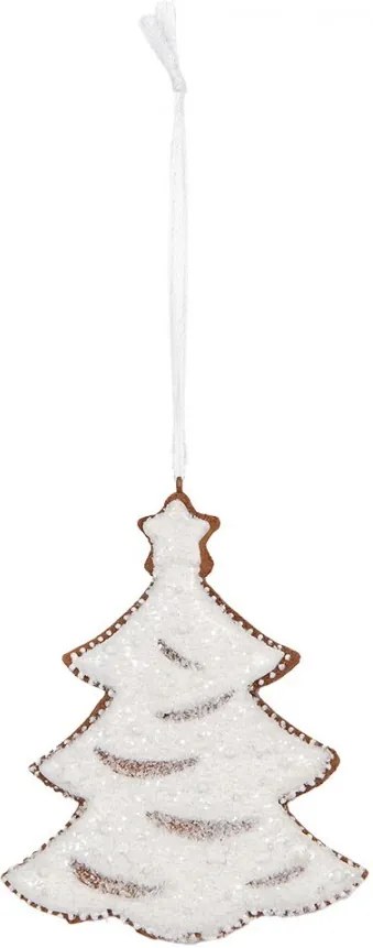 Závesná dekorácia zasnežený perníkový stromček Frosted Ginger - 9*1*10 cm