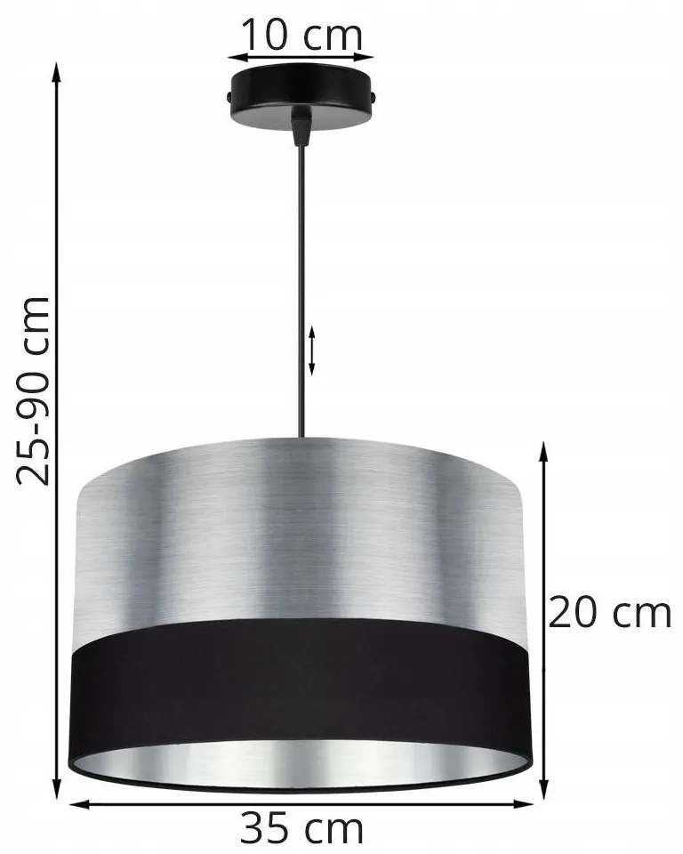 Závesné svietidlo Chromic, 1x chrómové textilné tienidlo (výber z 2 farieb), (výber z 2 farieb konštrukcie), (fi 35cm)