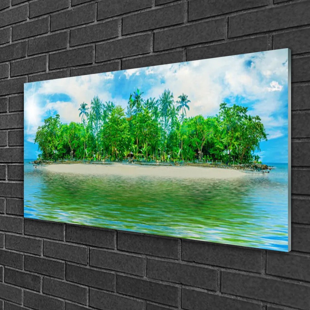 Skleneny obraz More ostrov krajina 100x50 cm