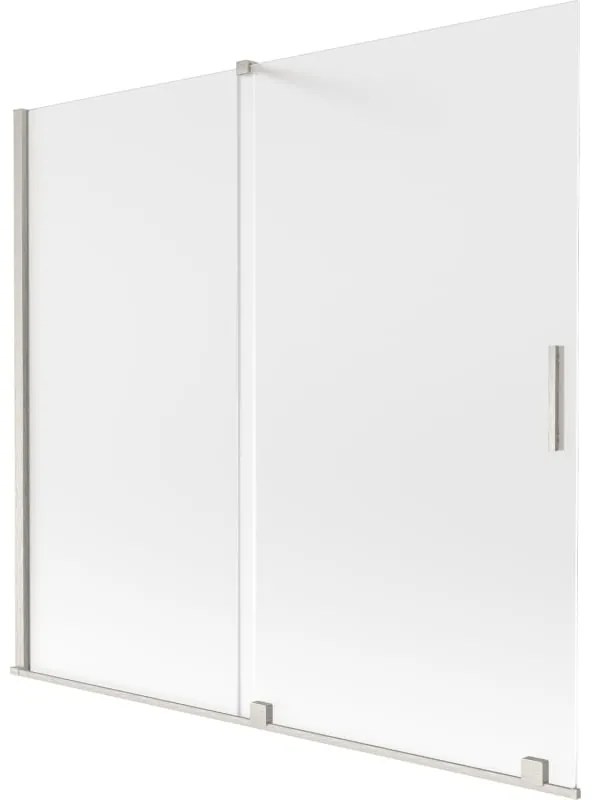 Mexen Velar, 2-krídlová posuvná vaňová zástena 170 x 150 cm, 8mm sklo námraza, brúsená oceľ, 896-170-000-31-97