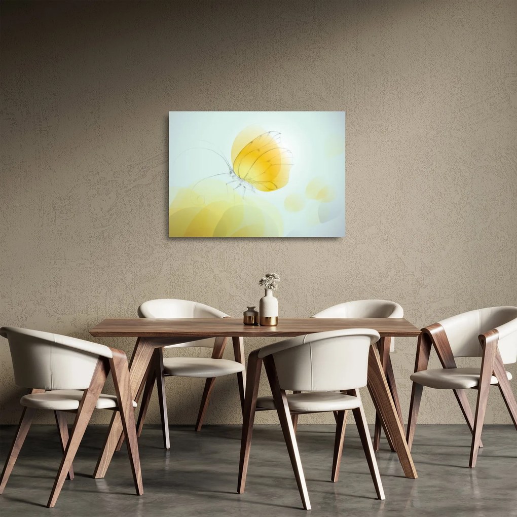 Sklenený obraz - Žltý motýľ (70x50 cm)