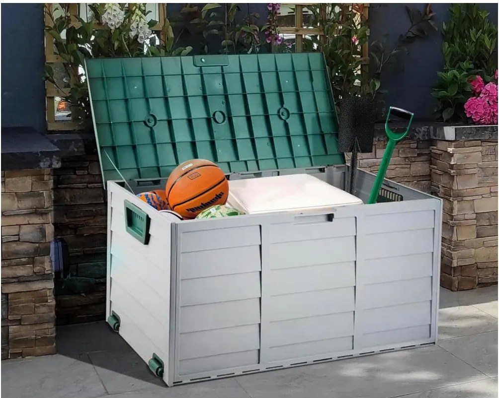 Záhradný úložný box Korta (sivá + zelená). Vlastná spoľahlivá doprava až k Vám domov. 1119444