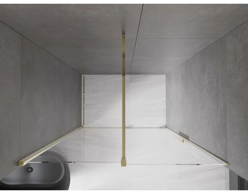 Mexen Velar, posuvné dvere do otvoru 150x200 cm, 8mm číre sklo, zlatá lesklá, 871-150-000-01-50