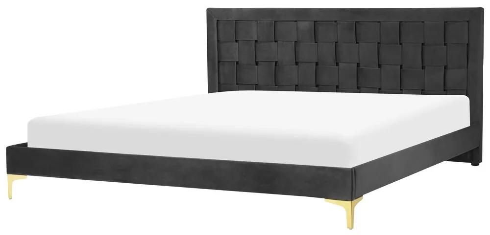 Zamatová posteľ 180 x 200 cm čierna LIMOUX Beliani