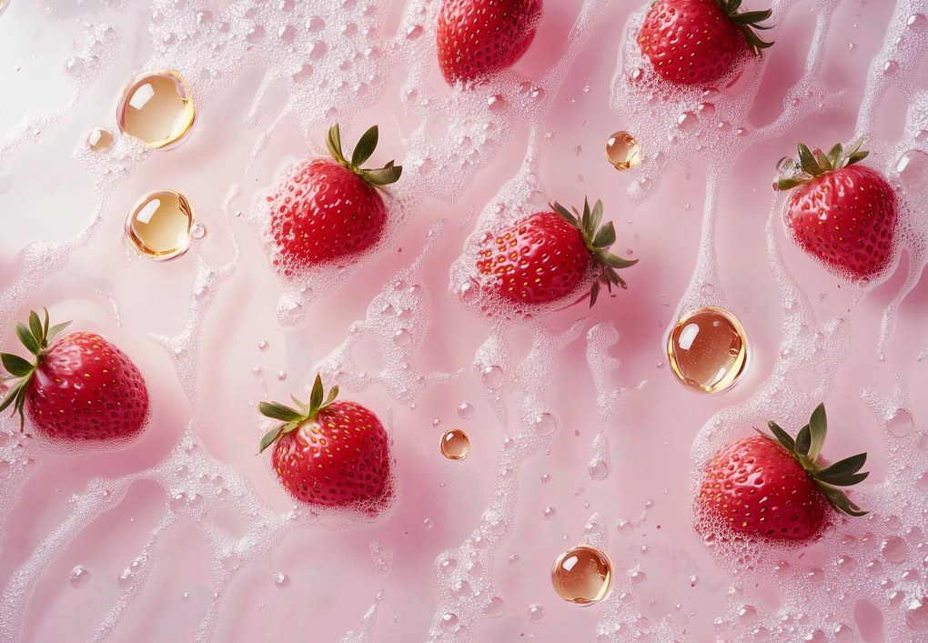 Fototapeta - Jahody v bublinách (147x102 cm)