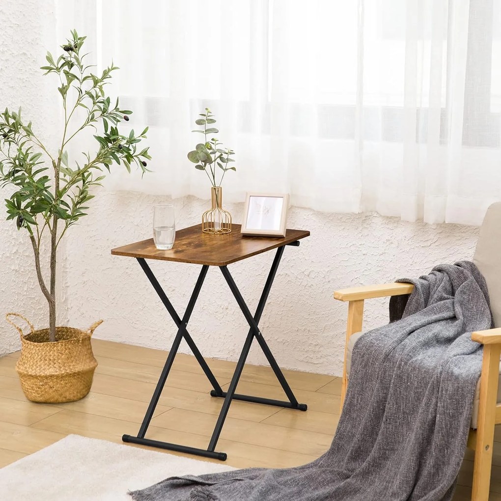 Skládací odkládací stolek Vasagle Melori 60 cm černý/hnědý