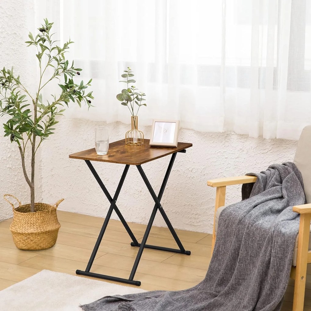 Skladací odkladací stolík Vasagle Melori 60 cm čierny/hnedý